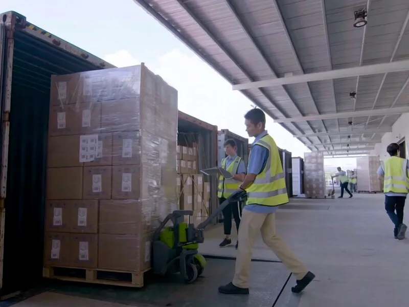 Forrest loading dock pallet handling for massage chair export shipment planning